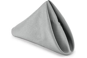 Trimming Shop Cloth Napkins 20 Inch x 20 Inch Dinner Table Napkins, Washable Reusable Cotton Polyester Table Napkin for Wedding, Banquet, Home, Hotel, Cocktail, Dining Party, Silver, 10pcs