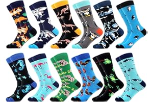 WeciBor 12 Paar Bunt Lustige Herren Baumwolle Socken Neuheit Verrückte Witzige Coole mit Motiv
