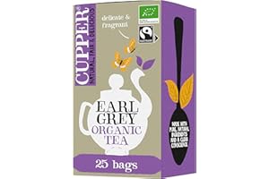 CUPPER Tè Nero Earl Grey Biologico e Fairtrade, Ingredienti da Agricoltura Biologica, Gusto Leggero e Rinfrescante, Filtri 100% Biodegradabili, Confezione da 25 Bustine
