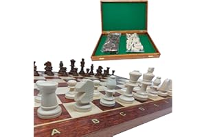 ChessEbook Scacchi – Scacchiera di alta qualità in legno – Chess Board Set pieghevole – Set da gioco a scacchiera con personaggi a scacchi, 48 x 48 cm