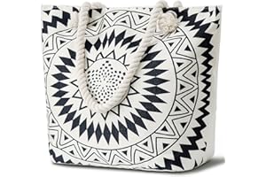 Mikytoper Beach Bags for Women, Large Summer Beach Tote Bag, Shoulder Bag, Canvas Bag with Zipper for Beach Travel Pool Shopping