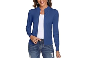 Aottori Cardigan Donna con Zip Maglione Cerniera Leggero Giacca in Maglia Elegante Golfino a Maniche Lunghe Pullover Aperta Casual per Primavera Autunno Invernale