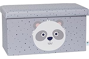 LOVE !T STORE !T LOVE IT STORE IT - Cassapanca Portaoggetti Bambini - Baule Per Giocattoli 2 Scomparti - Tessuto Ultra Resistente - Pieghevole - Rinforzi In Legno - Extra Large 65x35x35cm - Fantasia A Panda In Grigio