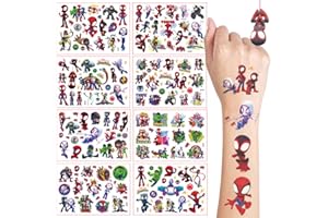 ZOELOAIS Temporäre Tattoos Kinder, 8 Blätter Spider Tattoo für Kinder, Cartoon Kindertattoos Deko Kindergeburtstag, Geburtstag Party Geschenk Kleine, Hautfreundliche Temporäre