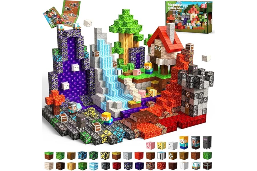 Goody King Magnetic Buildings, 150 Pieces Magnetic Buildings for Children, Forest Time Door, Montessori Creative Gifts from 3-9 Years Old Boy and Girl Magnetic Building Blocks
