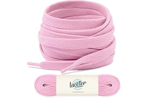 Laceter Lacets Plats Premium 100% Coton - Lacets Chaussures - Lacets de Baskets pour Converse, Nike, Adidas, Vans - Lacets Blancs ou Couleur - Largeur 8 mm