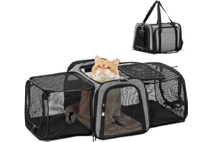 Petsfit Trasportino per gatti, espandibile per gatti, trasportino pieghevole per gatti e gatti, 2 grandi estensioni per animali domestici fino a 8,2 kg
