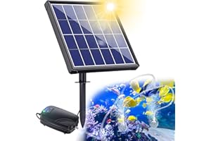 Biling Pompa di Ossigeno Solare per Stagno, 3W, per Acquario, con Batteria, Pompa ad Ossigeno, Stagno, Pompa ad Aria Solare, 3 modalità, 2 Pietre per laghetto da Giardino, Pesca, idroponica