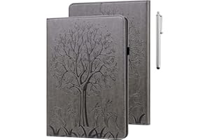 GLANDOTU Case for Lenovo Tab M8 4th generation ,lightweight folio Flip Embossed PU Leather Tablet Cover Case with fold Stand Protection(free Stylus pen)-Gray