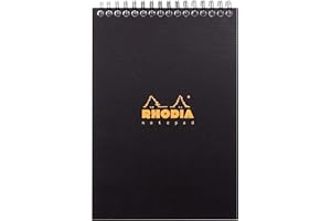 RHODIA 16920C – Notatnik spiralny (pełna spirala) Notepad Czarny – A5 14,8 x 21 cm – w kratkę – 80 odrywanych kartek – Papier Clairefontaine 90 g/m² – kołonotes kołonotatnik