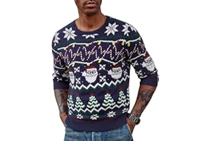 Terecey Maglione Natalizio Uomo Maglioni Natale a Maniche Lunga Maglioni Natalizie con Stampa di Renna Girocollo Maglione Natalizio Inverno Caldo Pullover Natalizi Lavorato a Maglia S-XXL
