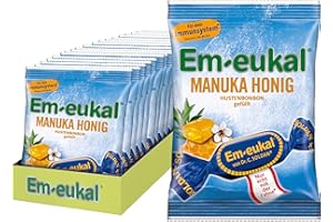 ‎EM-EUKAL Em-eukal Manuka Honig Hustenbonbon gefüllt Vorratspack – Intensiver Genuss mit erlesenem Manuka Honig und wertvollen Vitaminen (20 x 75 g)