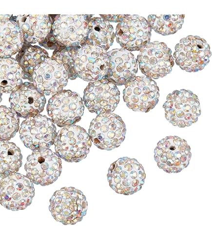 Pave Beads Cheriswelry 100pcs Pave Disco Ball Beads - 20mm Resin Rhinestone Spacer Beads For Jewelry Making European Style Bracelet Charms