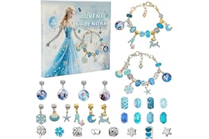 LAISU Adventskalender Schmuck Charms, Mini DIY Bastelset mit Anime-Prinzessin Armbänder und Anhänger, Weihnachtskalender Kleine Geschenke mit 24 Countdown Überraschungen für Mädchen und Junge Frauen