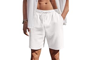 COOFANDY Herren Shorts Sommer Baumwolle Kurz Hosen mit Gummizug Leicht Sommershorts Freizeithose mit Taschen