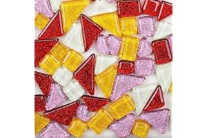 ANKTILY 200g Tesselles en Verre Colorées Irrégulière Carreaux de Mosaïque, Morceaux de Mosaïque en Verre pour Loisirs Créatifs, Décoration(Fructueux)