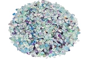 Shanxing 1lb/460g Natural Fluorite Crystal Tumbled Chips Stones Bulk, Multi Coloured Crushed Stone Pieces Reiki Healing Crystals Small Decorative Gravel Stones for Vase Fish Tank Plant Pot Decor