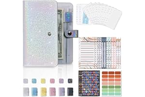 HYKIEE Budget Planner Deutsch, A6 Budget Binder Planer with Ordner Organizer/Geld Sparen Mappe for Cash Stuffing, 6 Ringbuch Budgetplaner Buch/Notizbuch mit Geldumschläge/Blätter/Etikett Aufkleber (Silber)