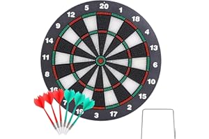 Wuudi Diana de seguridad para niños y adultos, tablero de dardos de goma de 16,4 pulgadas con 6 dardos de seguridad de punta suave, gran juego para el jardín de la casa, regalo divertido de juguete