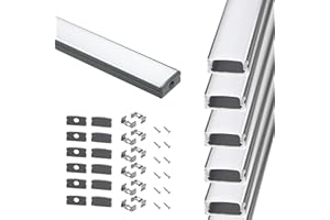 StarlandLed Noir Aluminium Profilé U-forme pour Bandes à LED, Compact Finition Professionnelle avec Blanc Laiteux Couvercle,Embouts,Clips de Montage en Métal (6 * 1m) …