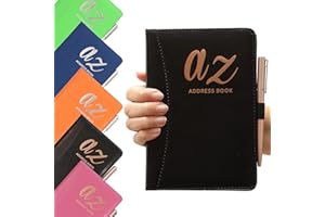 EVELAY Rubrica telefonica dalla A alla Z, con copertina rigida e penna, formato A5, per casa, ufficio, lavoro, colore nero