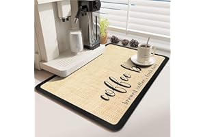 GOUJFOL Alfombrilla Escurreplatos, Almohadilla Absorbente Debajo de la Cafetera, Escurre Cubiertos de Cocina Fregadero Esteras de Secado, Antideslizante Drying Mat para Platos（40 * 60cm Caqui）