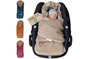 ULLENBOOM Einschlagdecke Babyschale, 100% OEKO-TEX Materialien, Cord Sand (Made in EU) - Babydecke für Kindersitz oder Kinderwagen, kuschelige Decke für Babys, Ideal für Herbst und Winter