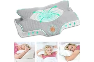 Elviros Zervikale ortopedyczna poduszka pod głowę z pianki memory, zdejmowana, ergonomiczna poduszka pod kark dla osób śpiących na boku