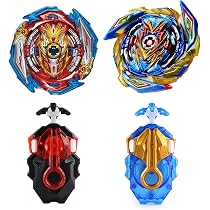 Netoke Gyros Toupie Turbo 4D Combinaison, Set avec Lanceur De Jeu Metal Fusion, Jouets Classiques Cadeau, B-173-1