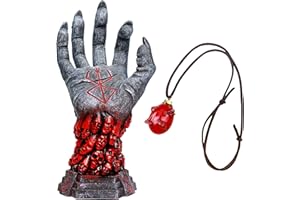 SINSEN Berserk Figure Statue Hand of God Merch Anime Figurine with Behelit Egg Of King Necklace Skull Rune Devil Hand Ornament Sculpture Accessories Halloween Decoration Home Desk Collections (Hand+Necklace)