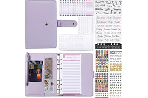 TAIAYERU Money Saving Wallet A6 Budget Planner Binder with Envelopes Cash Stuffing Wallet 100 Envelopes Money Saving Challenge Book Savings Binder Money Organizer for Cash-Purple