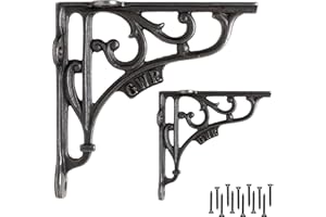 EDUWURXS Industrial Cast Iron Shelf Brackets 6x6” | Heavy Duty Wall Brackets for Shelves (Pack of 2) | Rustic Shelf Supports for Kitchen, Living Room & More (GWR)