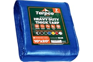 Tarpco Safety Lona de protección Lona Impermeable con Ojales, (3m X 6.1m, 130 g/m²) 7 Mil, Funda Protectora para Techo, Barco, Muebles, Jardín, Piscina, Coche,Azúl