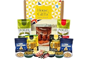 HOUSE OF GIFTS Charcuterie Meat & Snack Hamper – British Platter, Spicy Pickles, Truffle & Rosemary Cheese Snacks, Corn Scratchings, Savoury Snack Box for Men, Pub Snacks, Sharing Platter Gift Box
