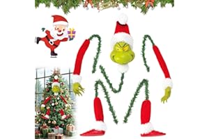 MZJAUVF Grinchs Navidad Decoracion, Adornos Arbol Navidad Cabeza, Brazos y Piernas de Elfo para Árbol, Grinchs Decoracion Navidad Arbol, Grinch Navidad Arbol, Divertidas Adornos Navidad Arbol
