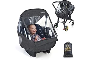 Orzbow Parapioggia Ovetto Universale per Seggiolini Auto Gruppo 0+,Impermeabile,con Borsa,Finestra di Contatto con Cerniera,Apertura Maniglia,Rete Traspirante Laterale (Grigio Scuro)