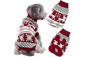 JOKUREAO Christmas Dog Jumpers, Winter Warm Dog Jumper Sweater, Soft Warm Outfit Dogs Sweaters, Pet Dogs Christmas Sweater, Cold Weather Knitted Clothes for Cat Small Dogs(Red, XL)