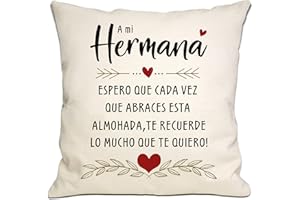 Bommex Hermana Espero Que Cada Vez Que Abraces Este Cojin Te Recuerde Cuanto Te Quiero - Funda Regalo de Recordatorio para Cumpleaños y Navidad - 45 x 45 cm