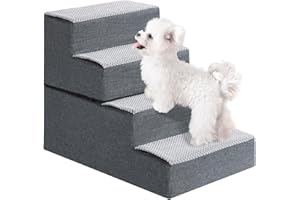 WGYTECH Haustiertreppe für Kleine Hundetreppe für Sofa und Bett aus Hochdichtem Schwamm Treppe mit Abnehmbare Waschbare Bezug Rutschfestem Boden,4 einsetzbare Stützplatten(4-Stufen)