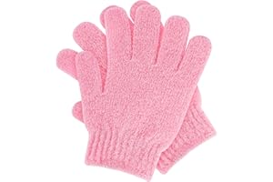 Sibba 2Pcs Exfoliating Gloves Bamboo Exfoliator Mitt Body Scrub Exfoliating Washcloths Scrubbing Glove for Shower, Spa, Massage and Dead Skin Cell Remover Loofah, PInk