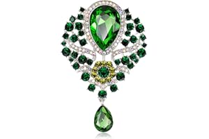 YONGHUI Rhinestone Flower Brooches For Women Ladies Wedding Shiny Teardrop Brooch Pins Pendant Jewellery