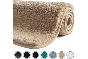 SFLXO 120cm x 70cm Non Slip Bath Mat Machine Washable Bath-Mats For Bathroom Durable Soft Bath Rugs Water Absorbent Bathroom Mats Fluffy Microfiber Bath Rug Creme Beige