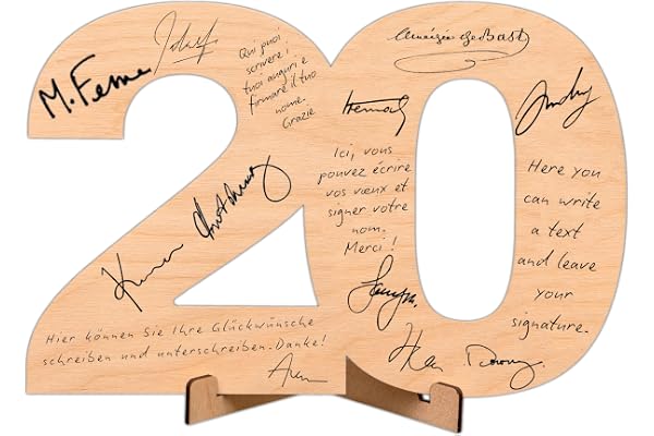 CUBIBOO ART Carte Anniversaire 20 Ans en Bois - Decoration 20 Ans Anniversaire Homme, Femme