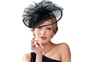 Dodheah Fascinator Cappello Donna Cappelli Cerimonia Piuma Velo Vintage Fascinators Fascia Copricapi Sposa Clip per Matrimonio Eventi Cocktail Ascot