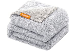 Feandrea wodoodporny kocyk dla psa, długi pluszowy koc dla średnich i dużych psów, kotów, 152 x 127 cm, XL, polar Sherpa, dwustronny, ochrona sofy, Ombre szary PPB006G01