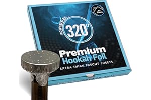 320º 320° Premium Cachimba Hookah Shisha Foil de aluminio - Extra Thick Precut Sheets - 50 Hojas - 40 Micron Thick libre de nicotina