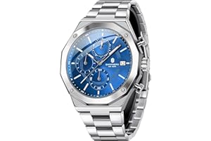 SAPPHERO Relojes Hombre Cuarzo AnalóGico CronóGrafo 50M Impermeable Acero Inoxidable Negocios Elegante Regalo para Hombre