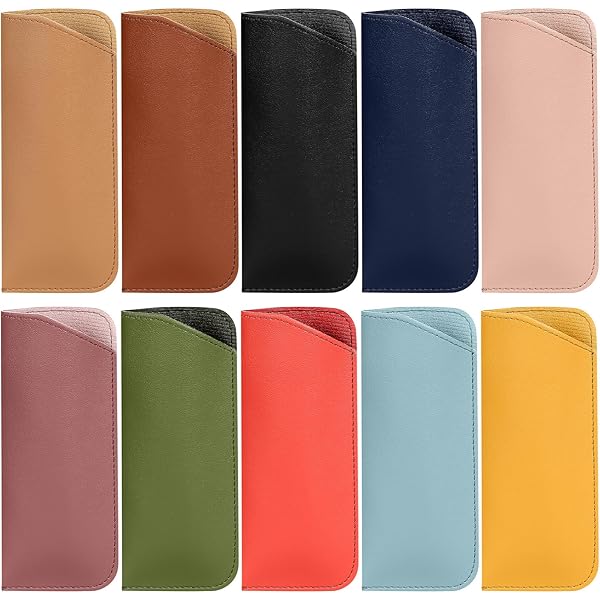 Étui Souple Pour Lunettes – 4 Pièces – Cuir PU Imperméable – Protection Anti-rayures – Pochette Compacte 16x6.5 Cm – Idéal Voyage, Femme, Homme, Enfant