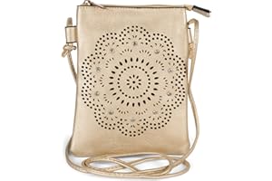 styleBREAKER Mini sac à bandoulière pour femme avec motif découpé au laser et strass, Pochette pour téléphone portable, sac à main 02012367
