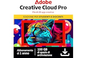 Adobe Creative Cloud Pro | Student & Teacher | Software Creativo con IA | 1 Anno | PC/Mac | Download Digitale